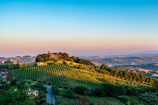 Sunset Fields Marche Village Acquaviva Picena — Stock Photo, Image