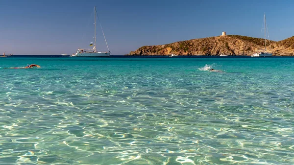 Día Verano Playa Turredda Una Hermosa Bahía Arena Sur Cerdeña — Foto de Stock