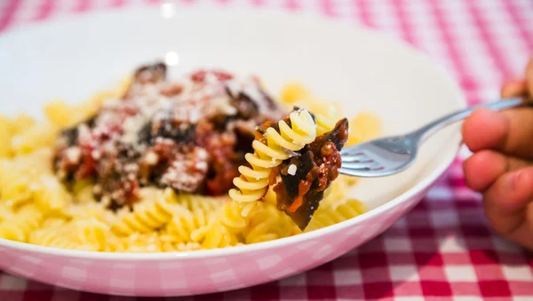 Pasta alla norma piatto — Foto Stock