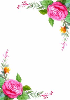 Elle boyanmış suluboya çiçek davetiye kartı