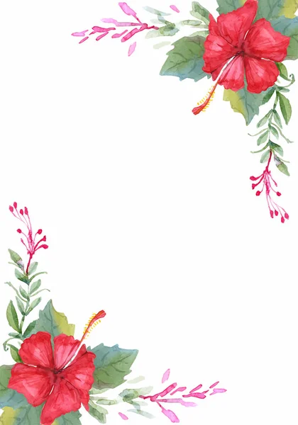 Aquarelle Cadre Floral Peint Main — Image vectorielle