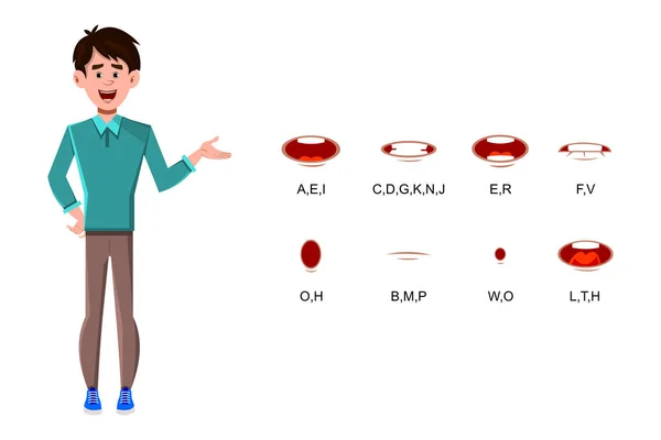 Персонаж Мультфильма Бизнесмен Разной Синхронизацией Губ Дизайна Движения Анимации — стоковый вектор