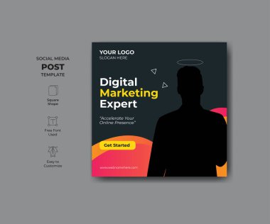 Sosyal medya için modern tanıtım pankartı şablonu tasarımı. 