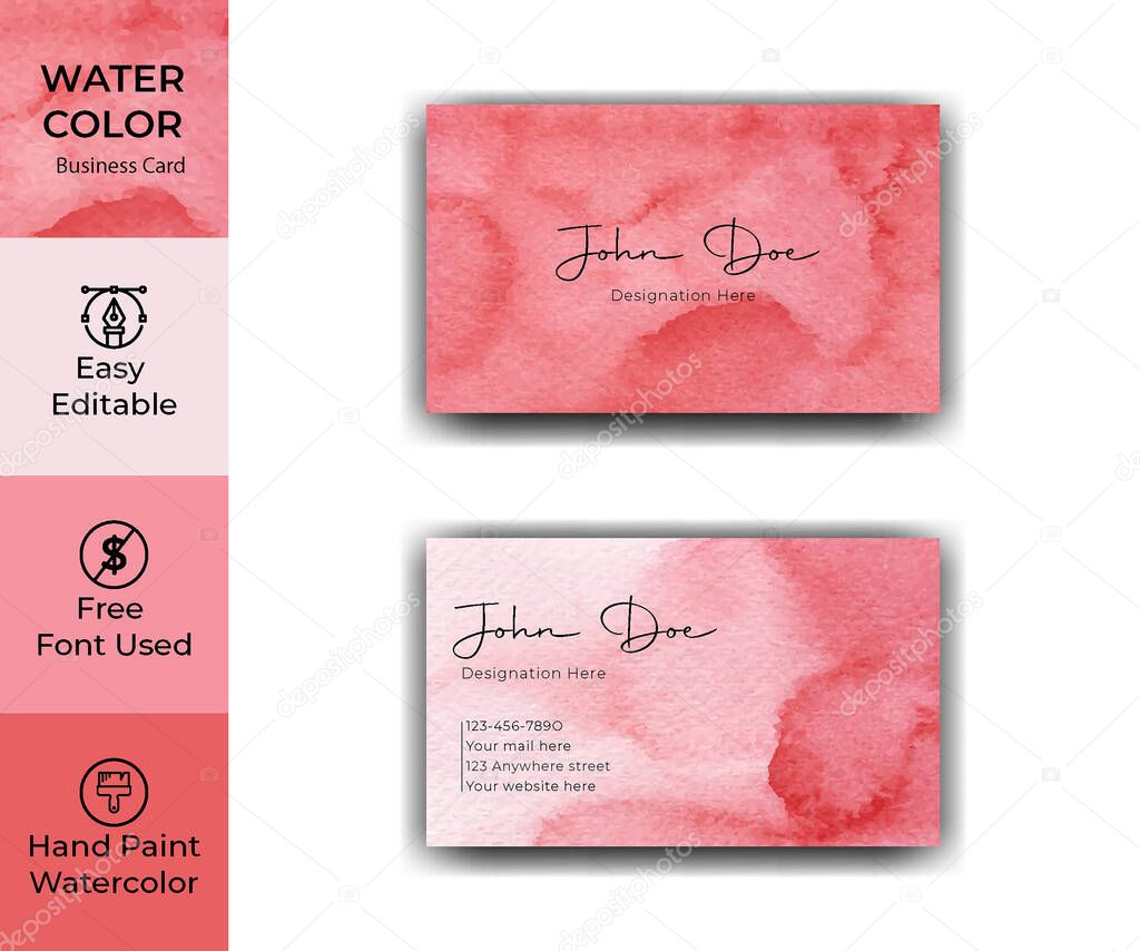 Watercolor abstract corporate business card template 