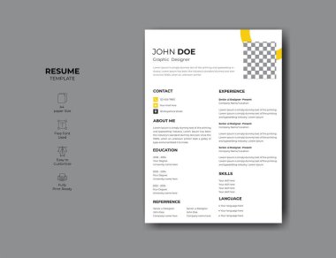 Şablon tasarımına devam et. vektör minimalist CV / devam tasarımı.