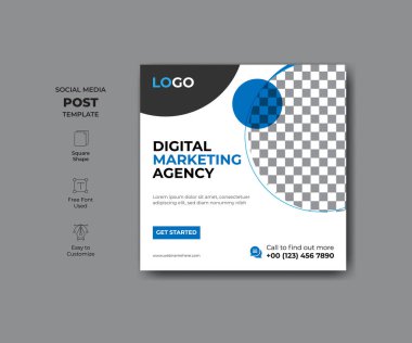 Asgari soyut stil sosyal medya afişi şablon tasarımı