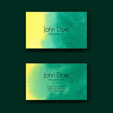 Zarif yeşil soyut suluboya iş kartı