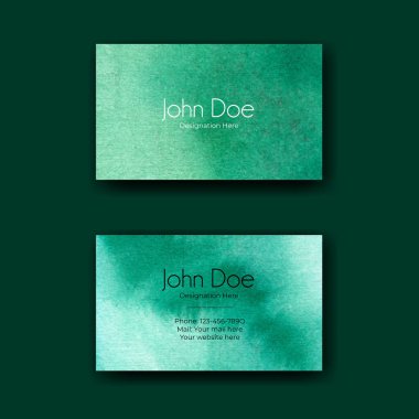 Yeşil suluboya desenli şirket kartviziti şablonu 
