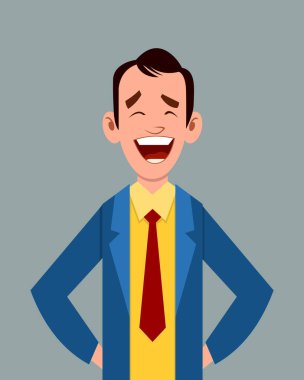 Çizgi film erkek neşe yüz ifadesi vektör çizimi. Tasarım, hareket veya animasyon için genç iş adamı karakter ifadesi.