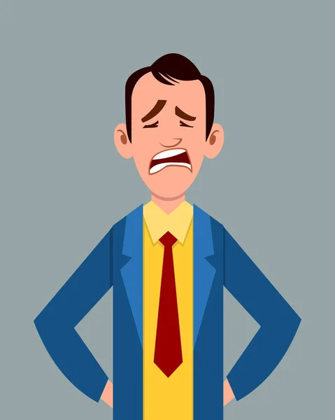 Cartoon Muž Smutný Výraz Vektorové Ilustrace Charakteristika Mladého Podnikatele Pro — Stockový vektor