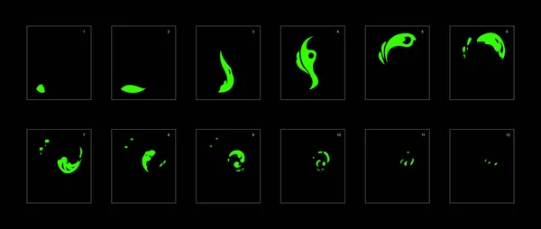 Efecto Humo Hoja Sprite Animación Humo Líquido Animación Clásica Efecto — Vector de stock