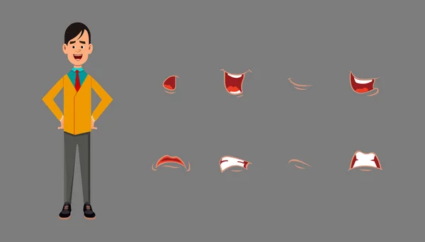 Σύνολο Έκφρασης Συγχρονισμού Χειλιών Χαρακτήρων Διαφορετικά Συναισθήματα Για Custom Animation — Διανυσματικό Αρχείο