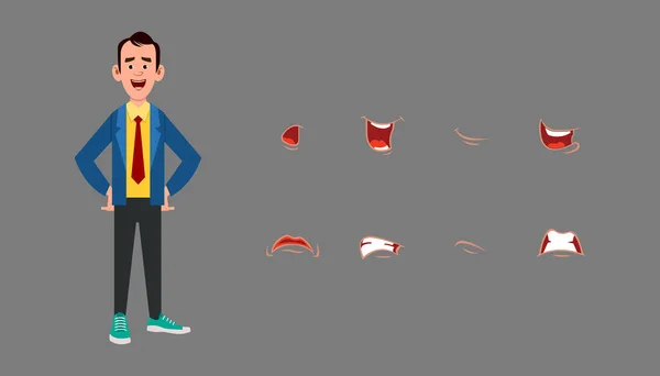 Juego Expresión Sincronización Labios Carácter Diferentes Emociones Para Animación — Vector de stock