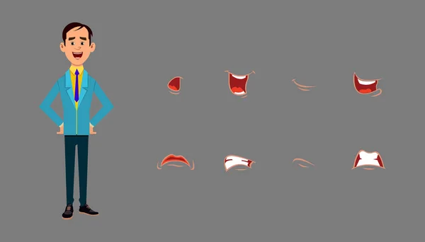 Personaje Hablando Conjunto Expresión Diferentes Emociones Para Animación Personalizada Diseño — Vector de stock