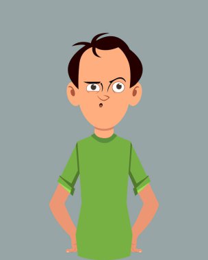 Çizgi film karakteri korkunç yüz ifadesi vektör çizimi. Tasarım, hareket veya animasyon için genç iş adamı karakter ifadesi.