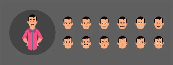 Gente Con Diferentes Emociones Faciales Diferentes Emociones Faciales Para Animación — Vector de stock