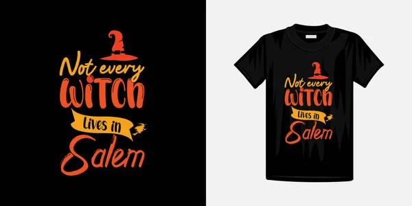 Nie Każda Wiedźma Mieszka Salem Halloween Shirt Design Szczęśliwego Halloween — Wektor stockowy