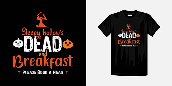 Sleepy Hollows Dead Breakfast Halloween Shirt Design Happy Halloween Famous — Stock Vector