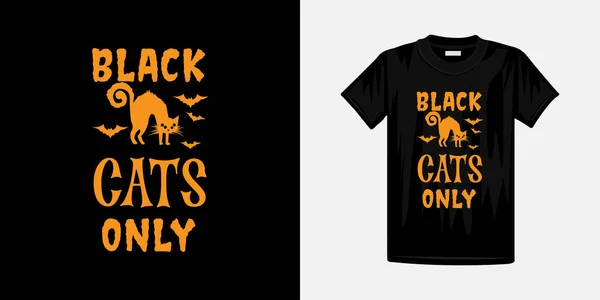 Gatos Negros Feliz Halloween Shirt Design Para Homem Mulher Crianças —  Vetores de Stock