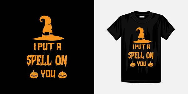 Coloquei Feitiço Você Feliz Halloween Camisa Design Para Homem Mulher — Vetor de Stock