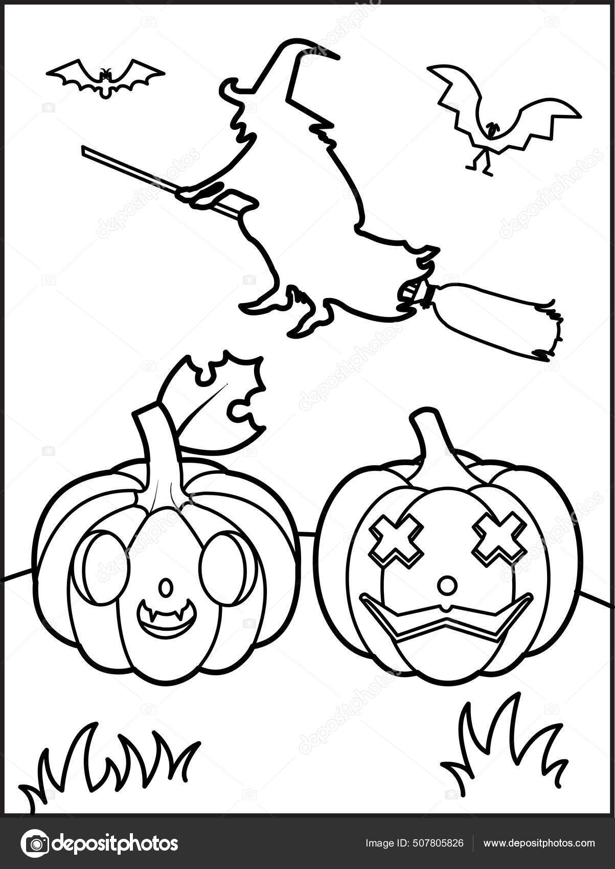 Desenho de Assustador Halloween Jakc-o-Lantern para colorir