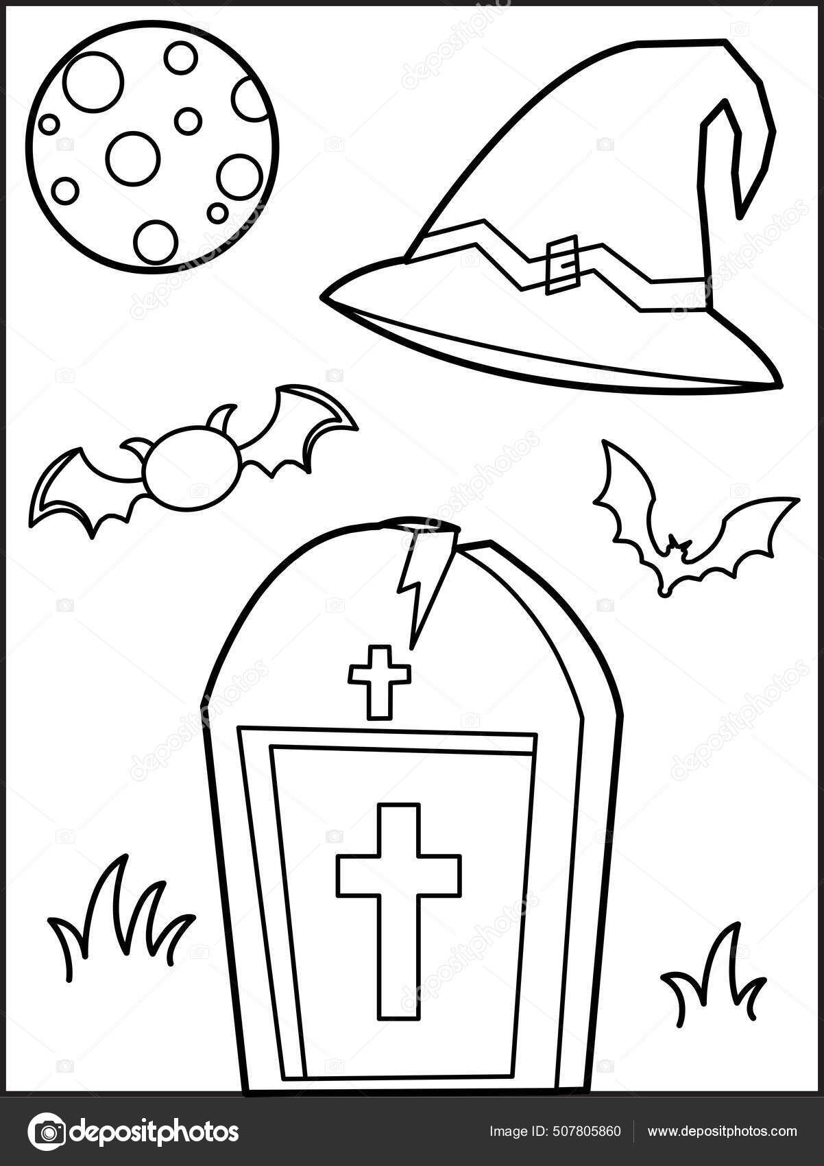 Elementos de desenho animado de halloween e letras boo line art