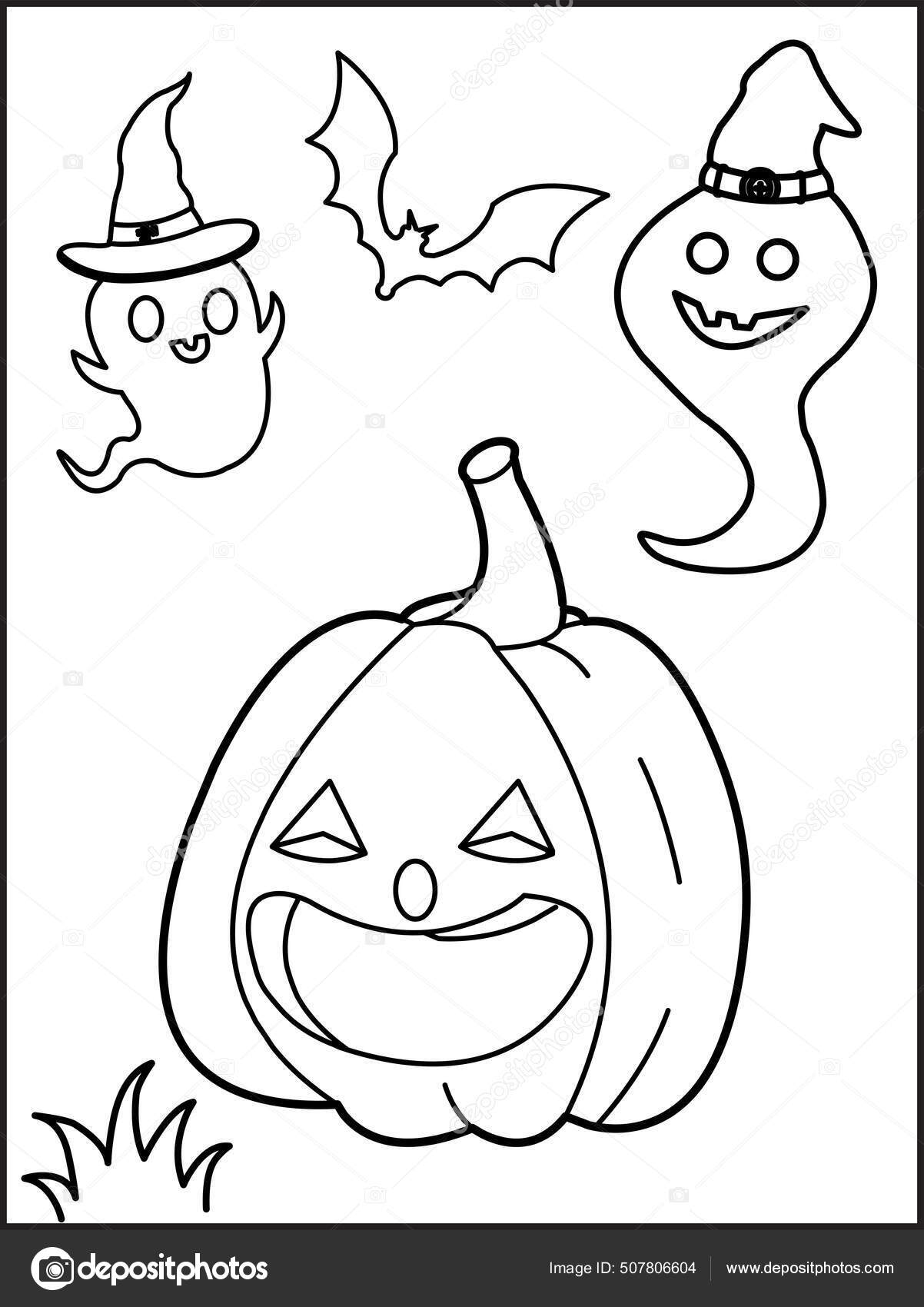 Elementos de contorno de halloween. ilustração vetorial de uma