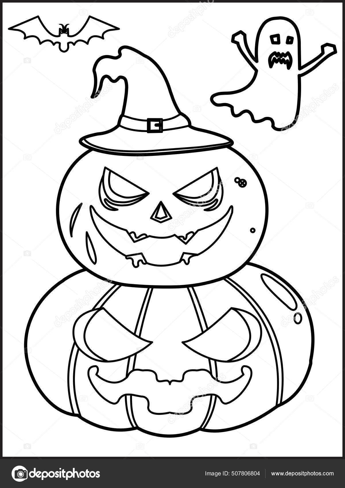 Desenho de abóbora para colorir de halloween para crianças
