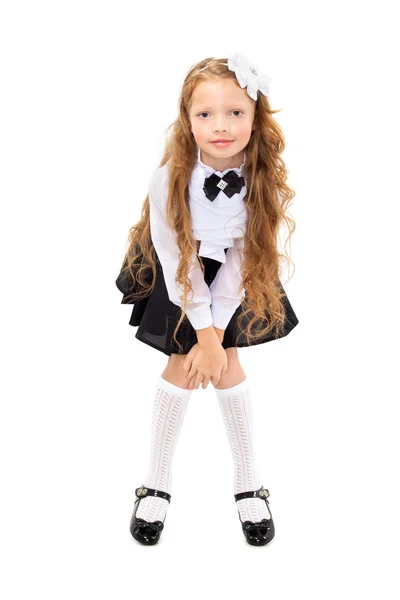 Pretty redhead schoolgirl isolated on a white background — Stock Photo, Image