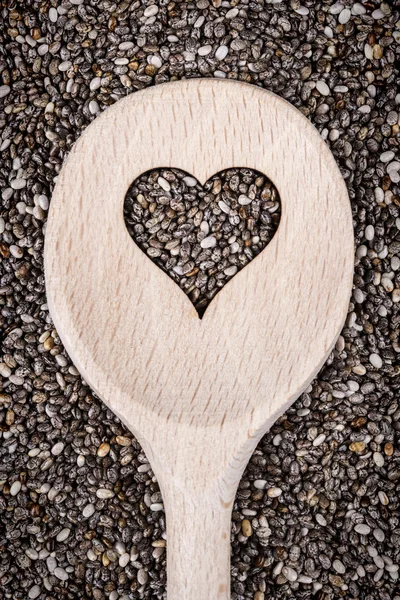 Heart Chia Seeds — Stock Photo, Image