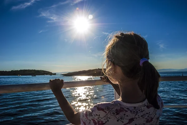 Watching Sunset Girl — Stock Photo, Image