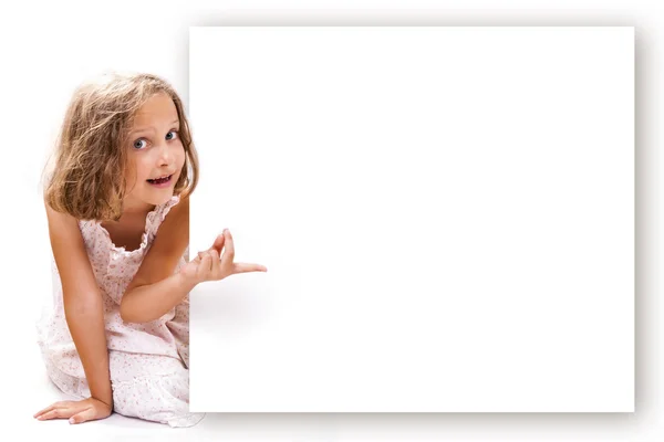 Girl Pointing Banner — Stock Photo, Image