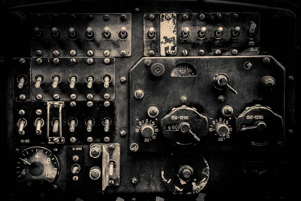 Interno Del Cruscotto Aliante Aereo Vecchio Stile Trasporto Militare Era — Foto Stock