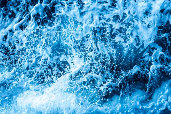 Aerial Ocean Water Surface Foam Waves Fast Moving Powerful Engines — Stock Photo, Image