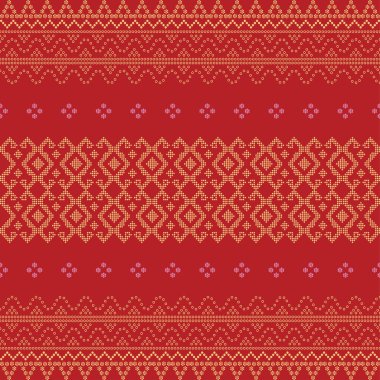 Kusursuz geometrik arka plan motifi ulos batak. Kusursuz geleneksel tekstil bandosu sari sınırı. yaratıcı, kusursuz yerli bandhani dokuları sınır tasarımı