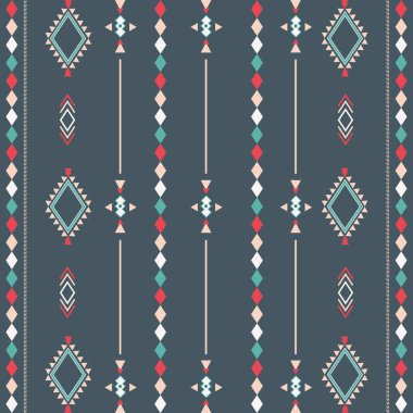 Geometrik şekilli Aztek kabilesinin kusursuz deseni kumaş baskısı, dekorasyon, duvar kağıdı ve arka plan için kullanılabilir.