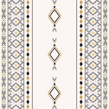 Kusursuz etnik düzen. Geometrik şekilli, tekstil tabanlı Aztek kabilesinin kusursuz deseni