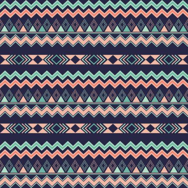 Kusursuz etnik düzen. Geometrik şekilli, tekstil tabanlı Aztek kabilesinin kusursuz deseni