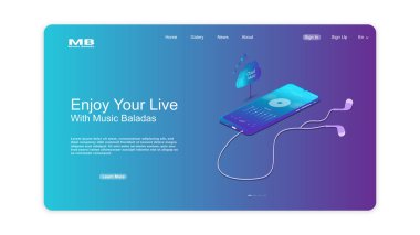 Baladaların iniş sayfası şablonu. Web sitesi için müzik şablonu. Web sitenizi Ballad şarkısı ve romantik şarkıyla kurun