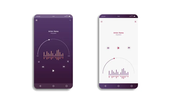 Soziale Netzwerke Mobiles Musik Player Interface Profil Album Song Playlist — Stockvektor