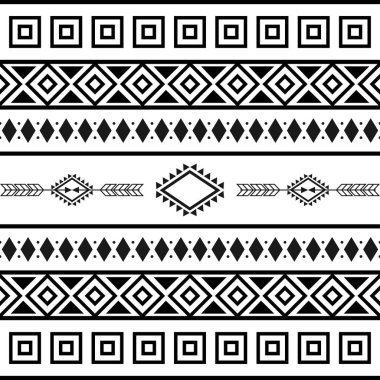 Geometrik elementlerle siyah ve beyaz kabile modeli, geleneksel Afrika çamur bezi, kabile tasarımı. kumaş veya ev duvar kağıdı tasarımı