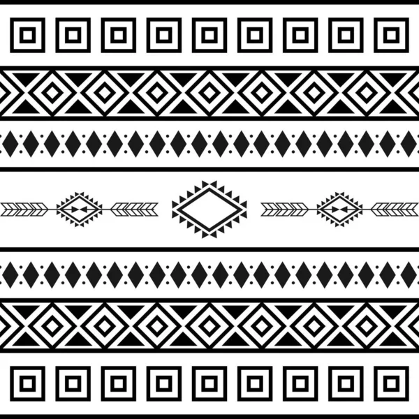 Padrão Étnico Tribal Preto Branco Com Elementos Geométricos Pano Lama — Vetor de Stock