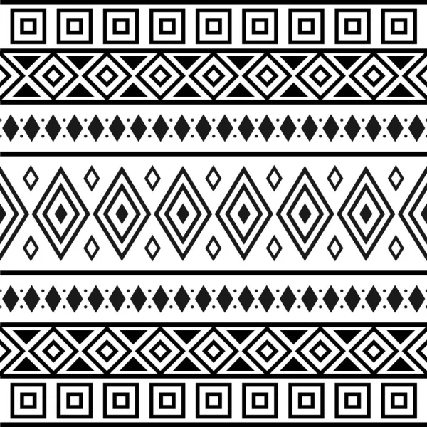 Patrón Étnico Tribal Blanco Negro Con Elementos Geométricos Tela Barro — Vector de stock