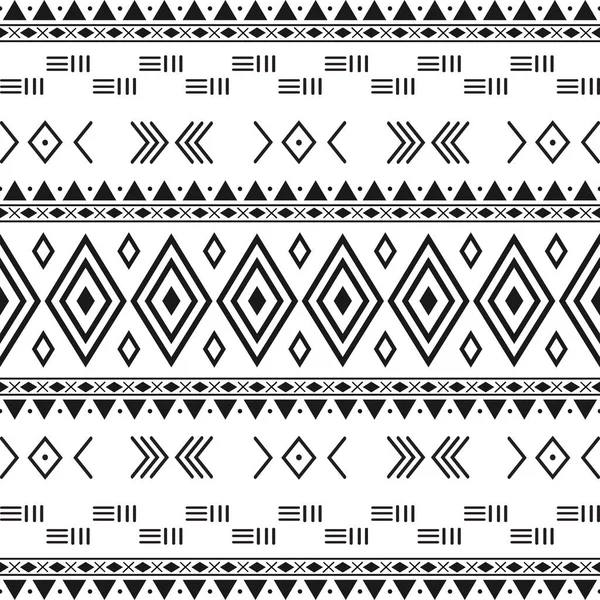 Black White Tribal Ethnic Pattern Geometric Elements Traditional African Mud — Stock Vector