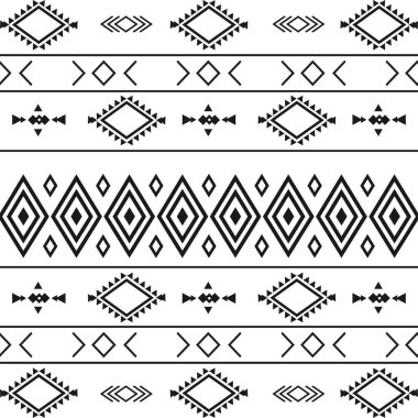 Geometrik elementlerle siyah ve beyaz kabile modeli, geleneksel Afrika çamur bezi, kabile tasarımı. kumaş veya ev duvar kağıdı tasarımı