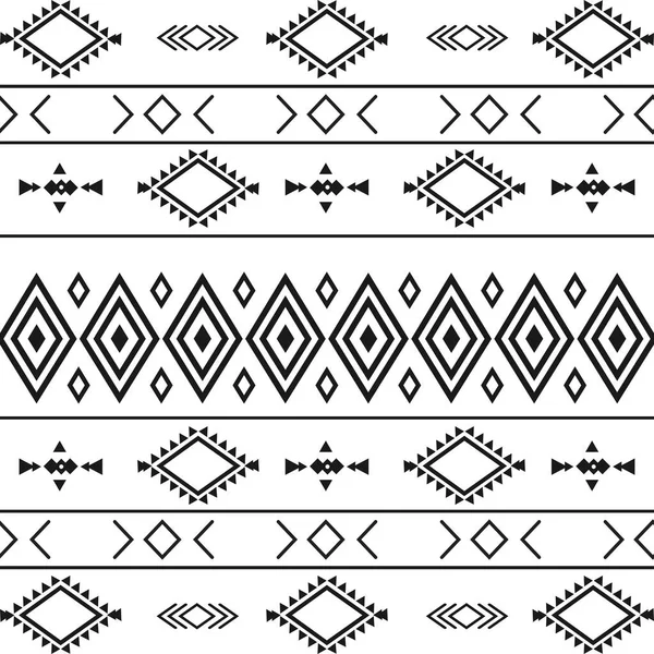 Modèle Ethnique Tribal Noir Blanc Avec Des Éléments Géométriques Tissu — Image vectorielle