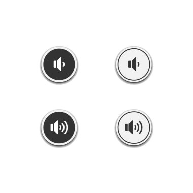 Ses, hoparlör sembolü veya simge beyaz arkaplanda izole edilmiş, ağ şablonu ögesi, mobil uygulama materyali, UI, UX. vektör illüstrasyonu