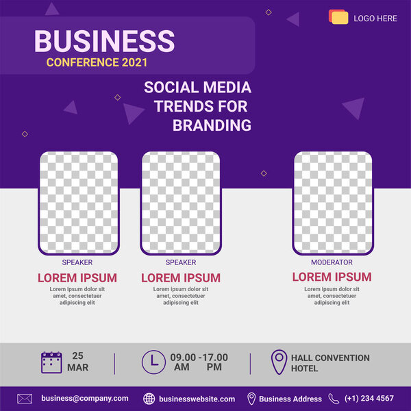 social media post template. Banner promotion. Business conference social media trend for branding