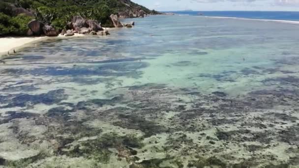 Seychellen Eiland Drone Digue — Stockvideo