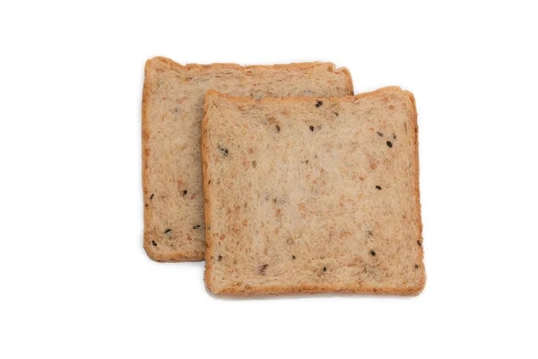 Dilim kepekli beyaz arka plan üzerinde izole ekmek